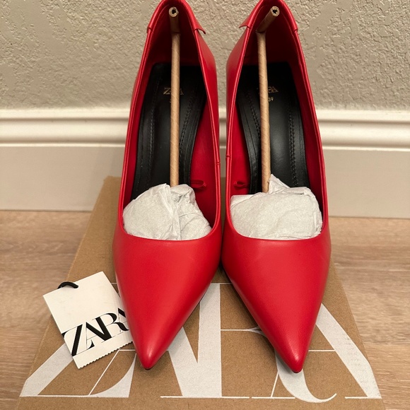 Zara Red Stiletto High Heels size 8 - Picture 7 of 14